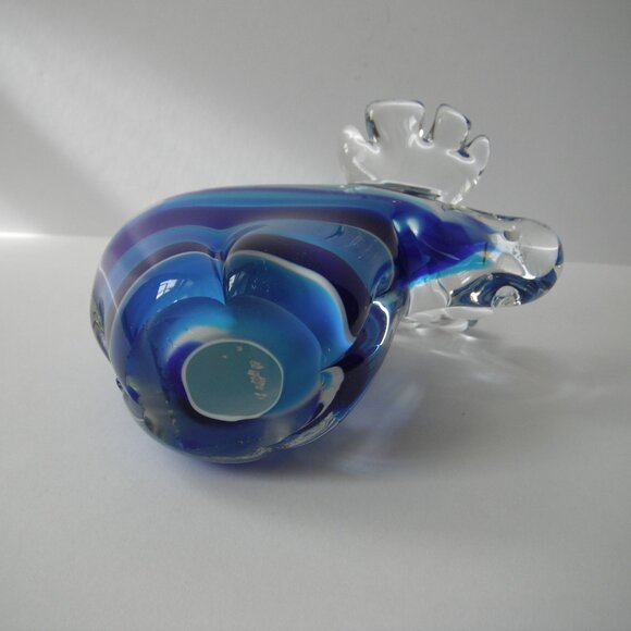 Vintage Murano Style Art Glass Moose Figurine Paperweight Blue/Clear - Picture 6 of 6